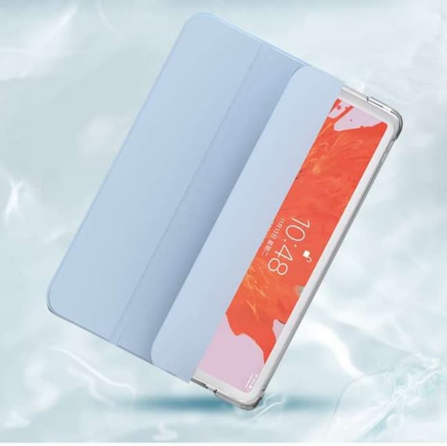 iPadケース 衝撃吸収 透明保護カバー 三つ折りスタンド