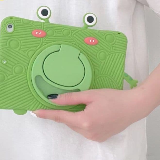 ipadカバー かえるさん立体キッズ保護ケース