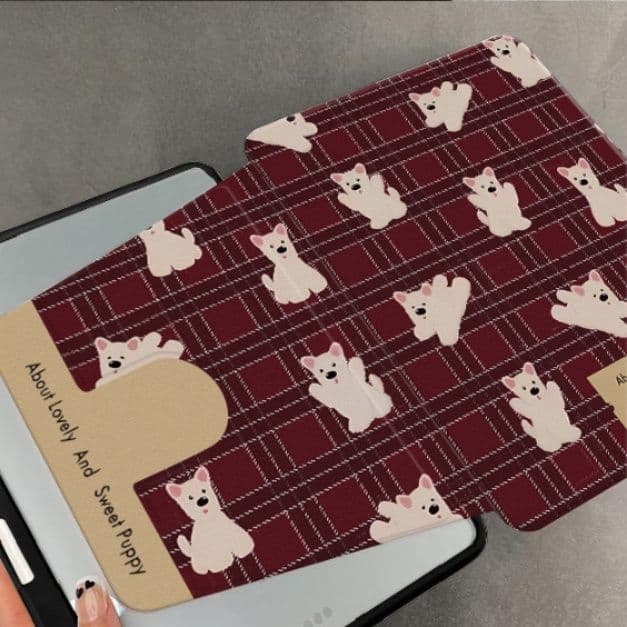 ipadカバー かわいい子犬柄の折りたたみケース