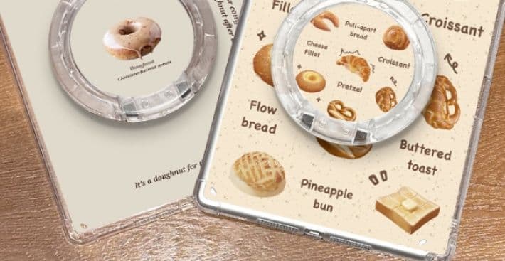 ipadカバー 菓子デザイン回転スタンド付きミニケース