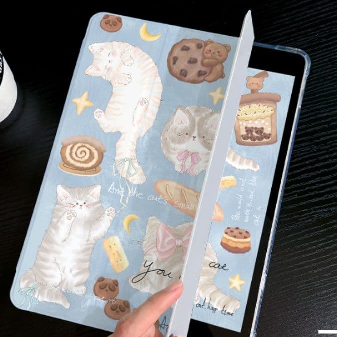 ipadカバー 眠り猫のスイーツタイム保護カバー