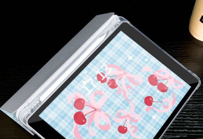 ipadカバー さくらんぼ模様の保護カバー
