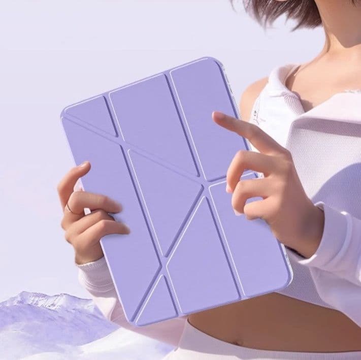 ipadカバー 多角度折り畳み式透明背面保護カバー