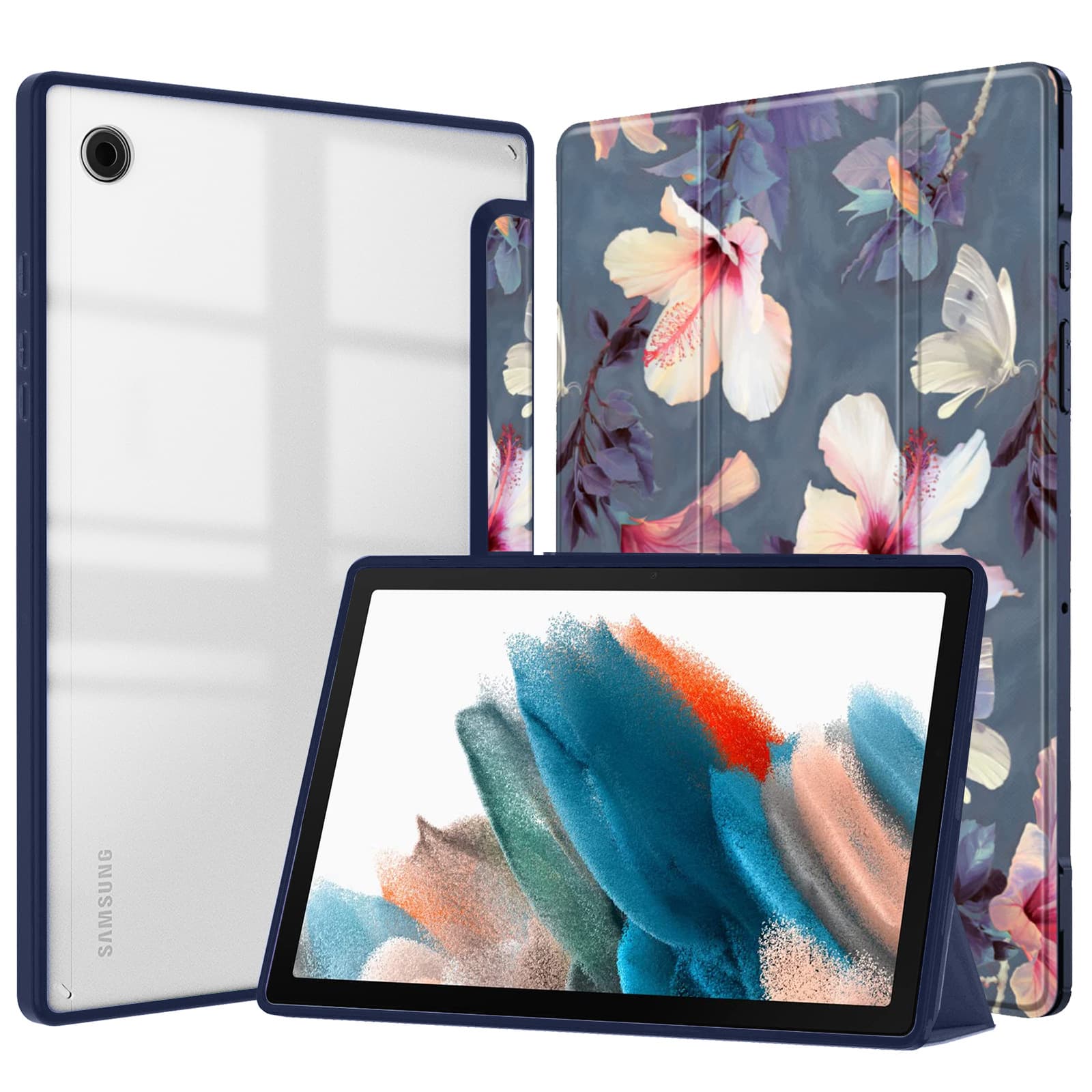 ipadカバー 大理石調マーブル模様三つ折りスタンド機能付きタブレット保護ケース