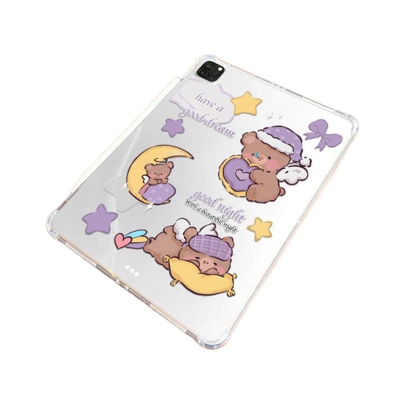ipadカバーiPad Pro ケース おやすみくまと星月夜の透明保護ケース