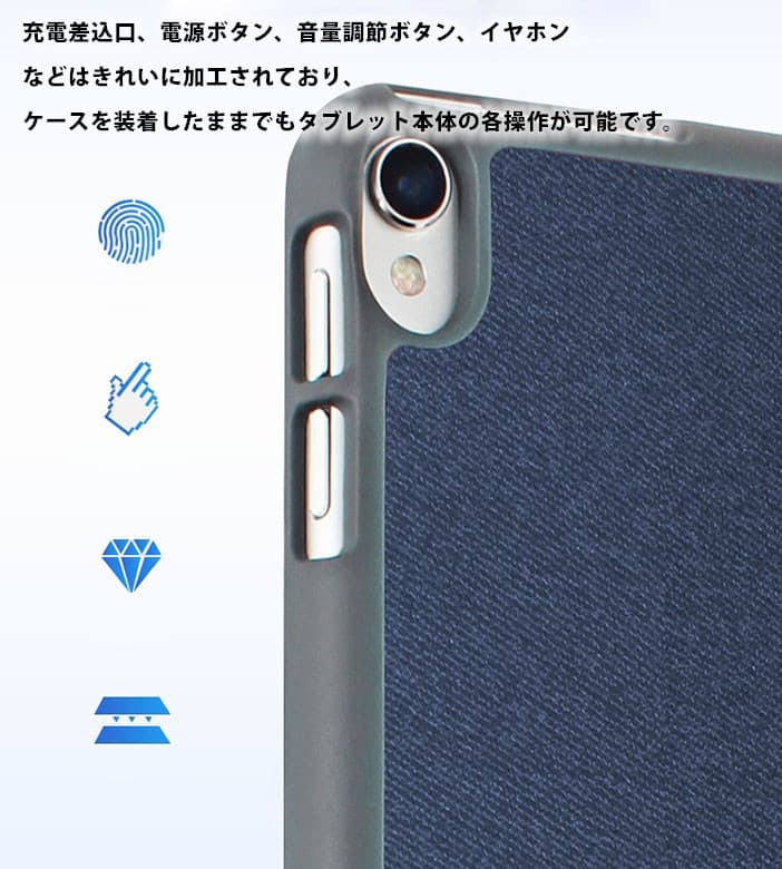 ipadカバー アイパッド手帳型レザーケース ペン収納付き三つ折りスタンド