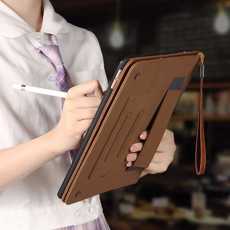 iPadケース 多機能スタンド付き 高級レザー調手帳型保護ケース