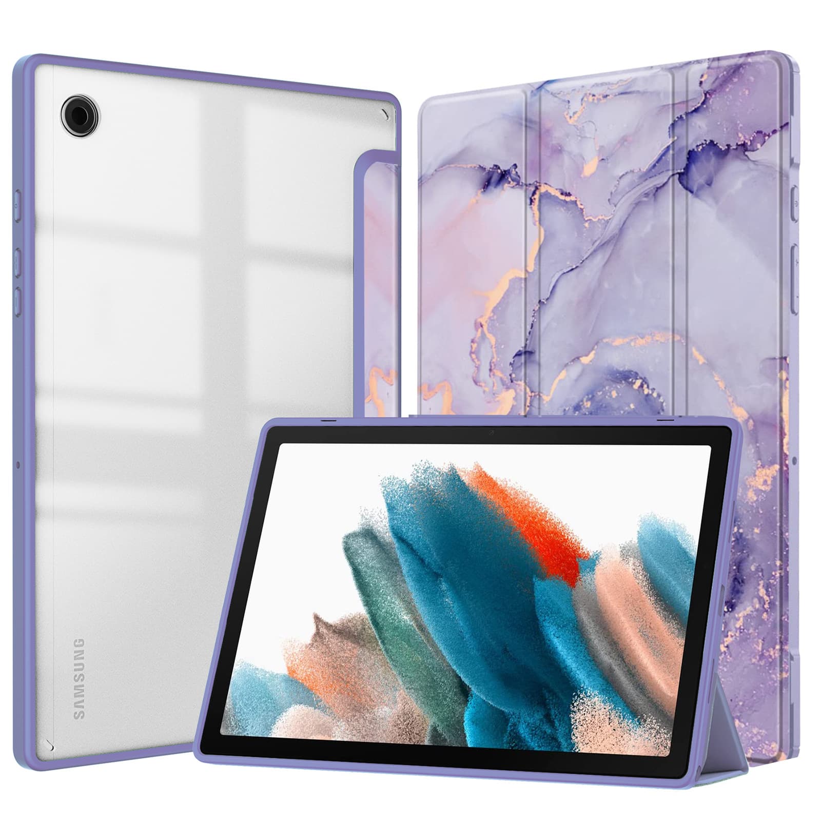 ipadカバー 大理石調マーブル模様三つ折りスタンド機能付きタブレット保護ケース