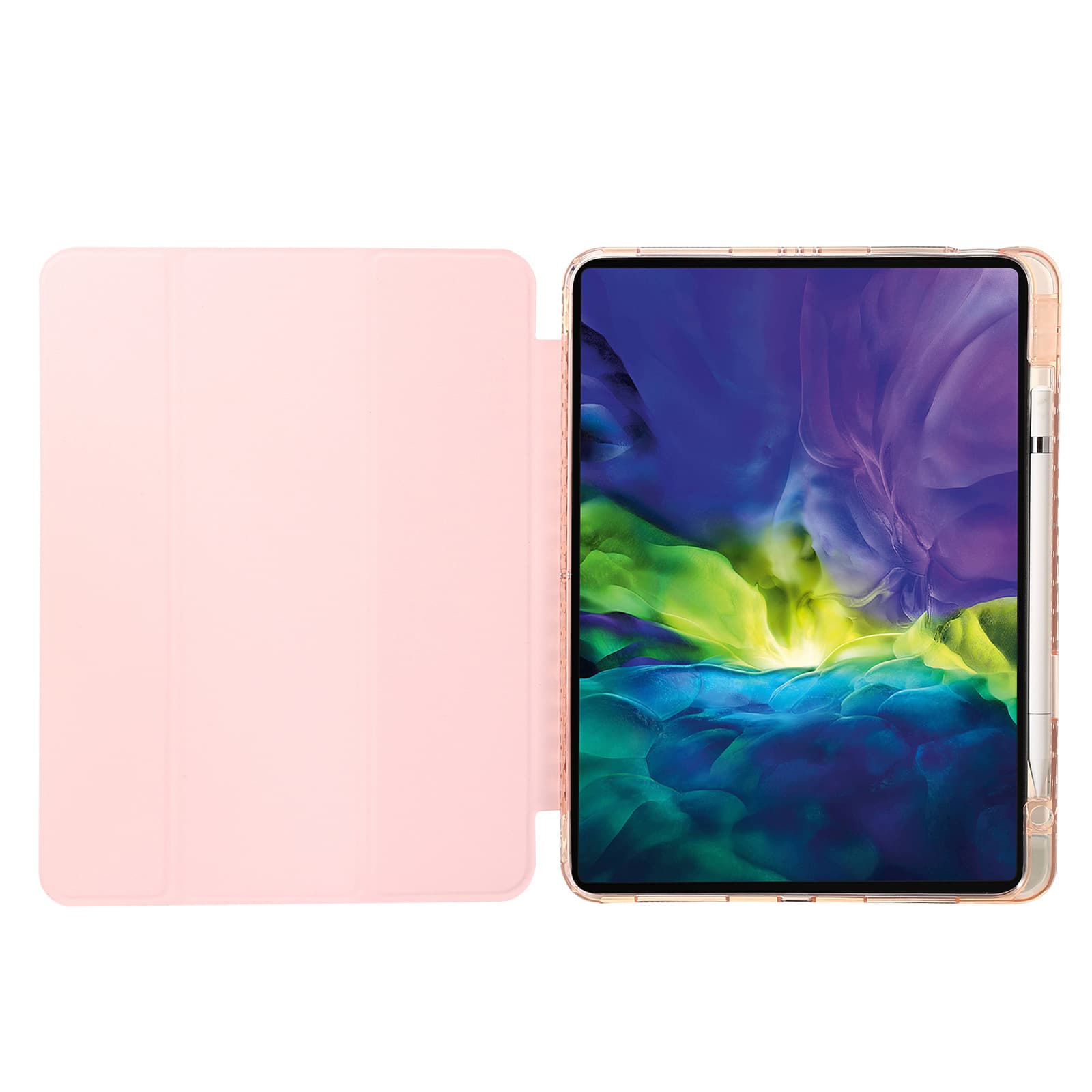 ipadカバー 透明背面設計手帳型平板保護ケース