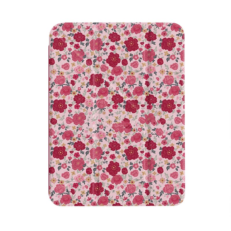 ipadカバー 花園模様の手帳型保護ケース