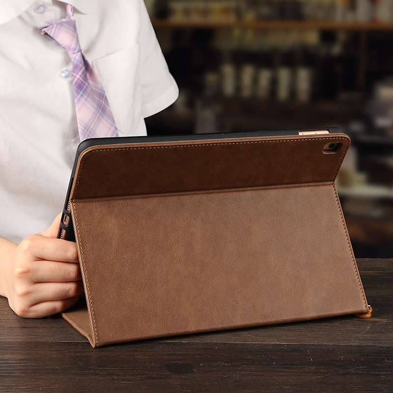 iPadケース 多機能スタンド付き 高級レザー調手帳型保護ケース